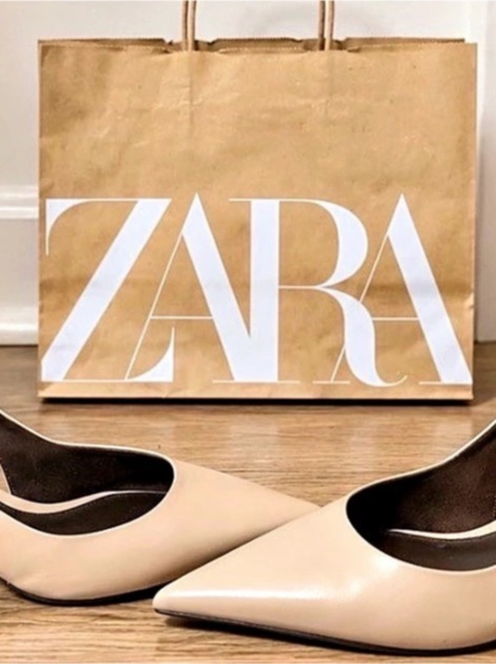 Zara Pointed-Toe Slingback Heels in Beige Like New
